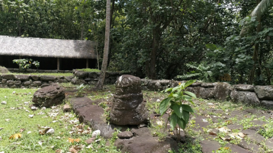 Kamuihei Aerial drone view, Archaeological Site, Nuku Hiva, Hatiheu, Marquesas Archipelago