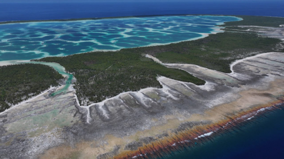 Drone Aerial View of Mataiva Atoll and its Reticulated Lagoon, Leopard Lagoon, Tuamotu Archipelago, French Polynesia