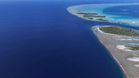 Fakarava South Pass, Tumakohua, Drone Aerial View of the Atoll and Turquoise Lagoon, Tuamotu, French Polynesia