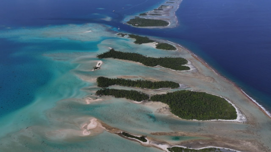 Fakarava South Pass, Tumakohua, Drone Aerial View of the Atoll and Turquoise Lagoon, Tuamotu, French Polynesia