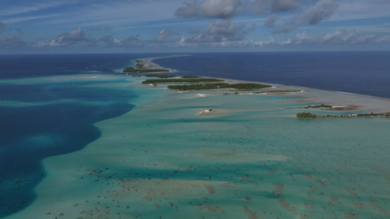 Fakarava South Pass, Tumakohua, Drone Aerial View of the Atoll and Turquoise Lagoon, Tuamotu, French Polynesia