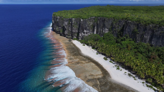 Makatea Upraised Atoll Aerial Drone View Tuamotu French Polynesia