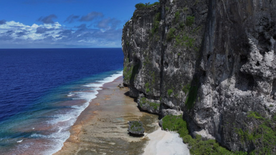 Makatea Upraised Atoll Aerial Drone View Cliff Tuamotu French Polynesia