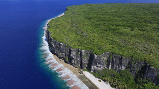 Makatea Upraised Atoll Aerial Drone View Tuamotu French Polynesia