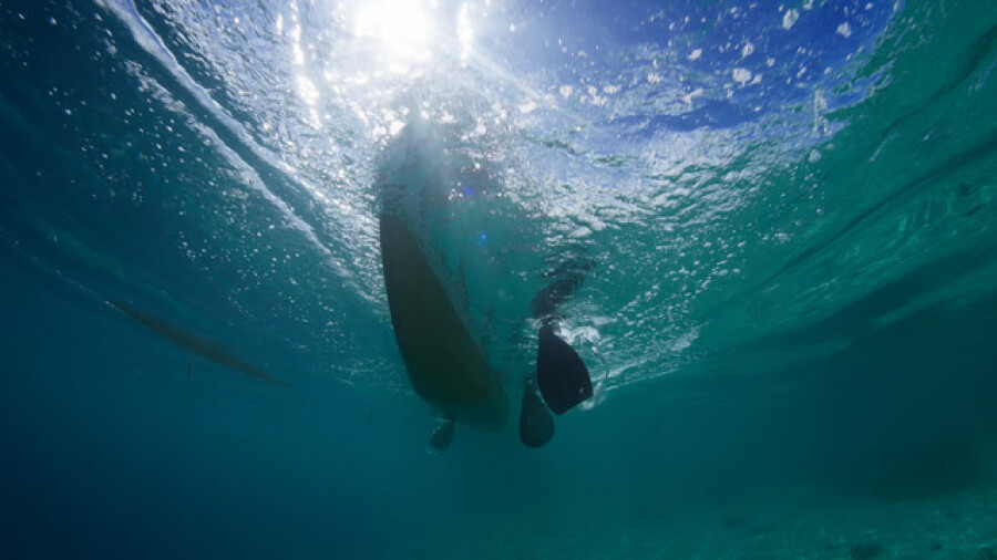 Va'a Outrigger Canoe Underwater View Teahupoo