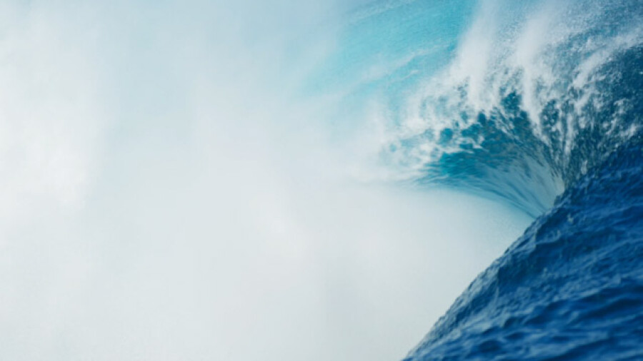 Teahupoo Perfect Barrel Wave Breaking