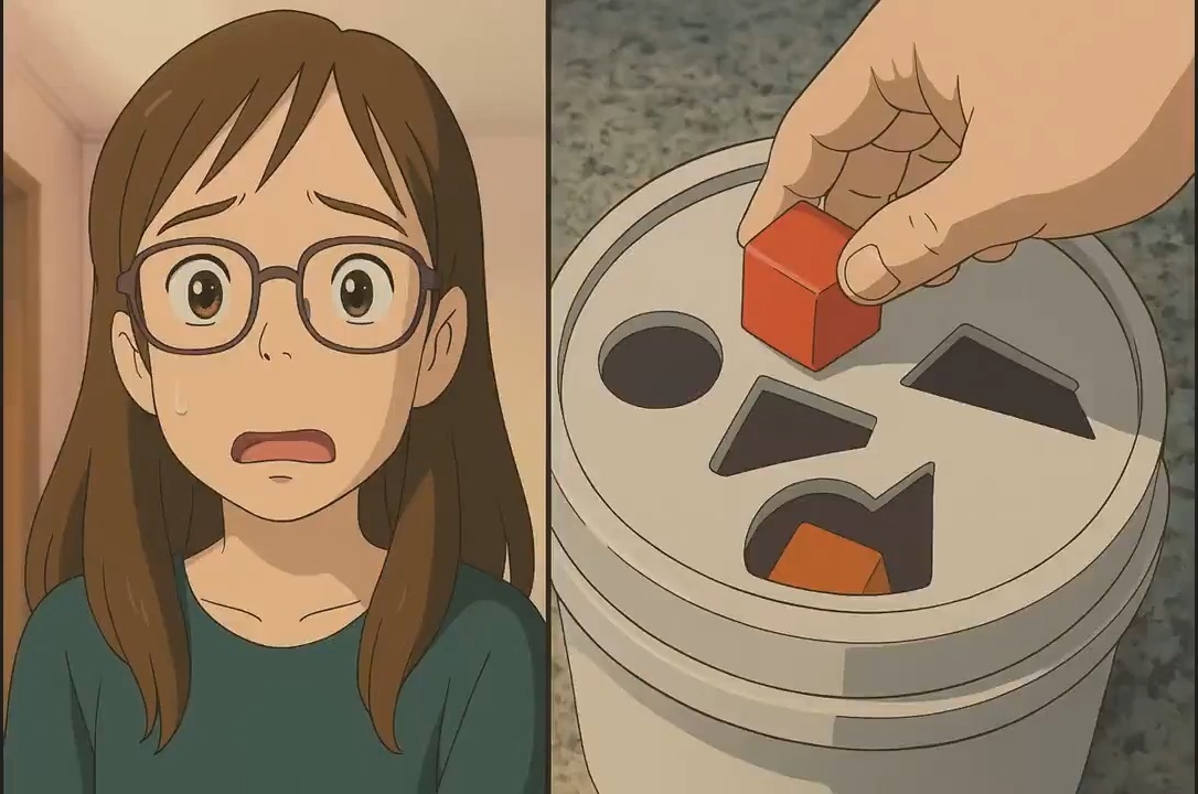 Ghibli style version of the "Square Hole" meme.