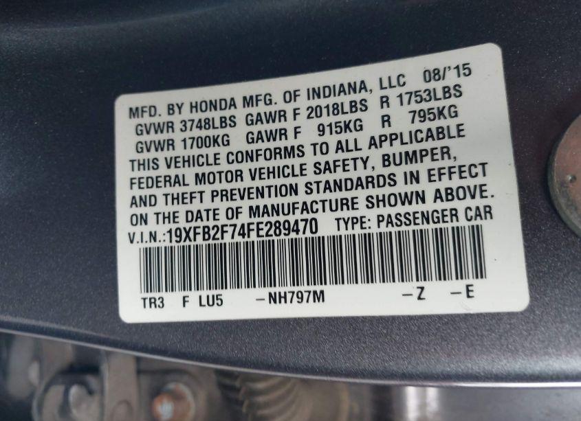 Thumbnail 16 of 2015 HONDA CIVIC SE