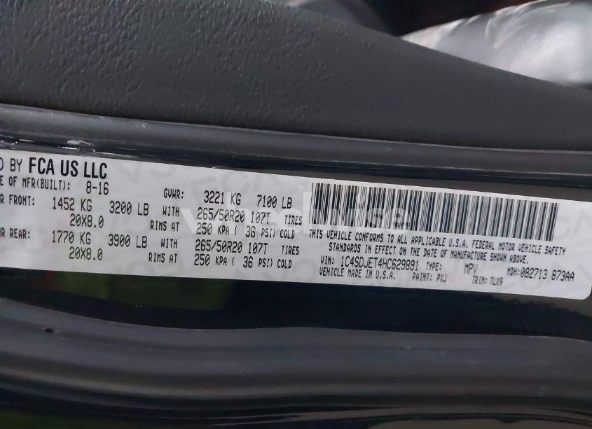 Thumbnail 16 of 2017 DODGE DURANGO CITADEL ANODIZED PLATINUM AWD