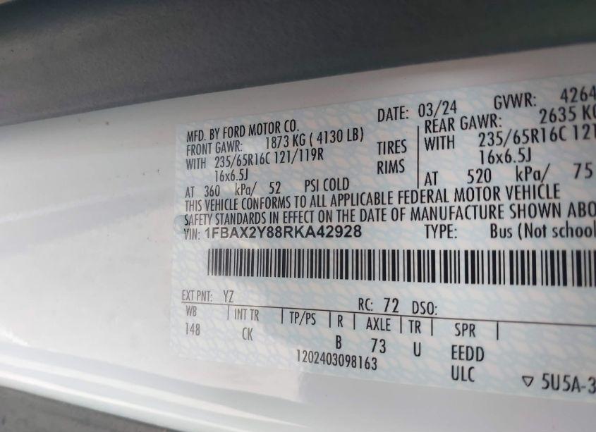 Thumbnail 16 of 2024 FORD TRANSIT-350 PASSENGER VAN XLT