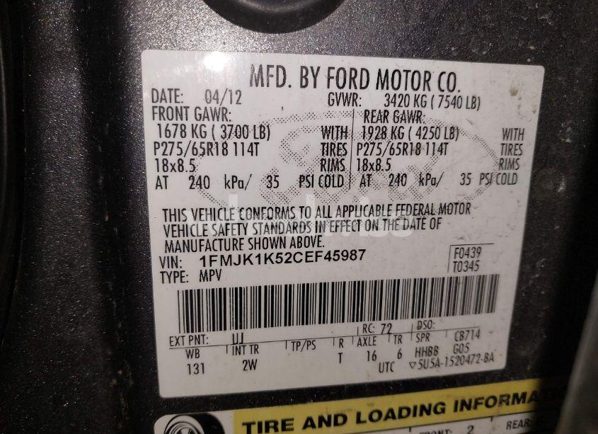 Thumbnail 16 of 2012 FORD EXPEDITION EL LIMITED
