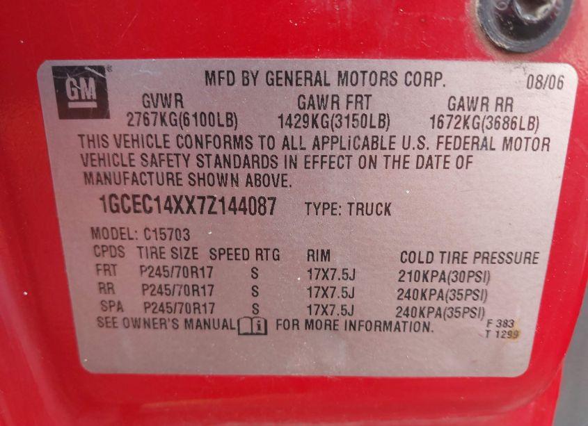 Thumbnail 11 of 2007 CHEVROLET SILVERADO 1500 CLASSIC WORK TRUCK