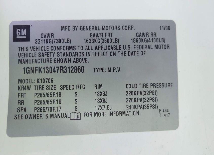 Thumbnail 14 of 2007 CHEVROLET TAHOE LT
