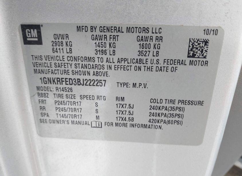 Thumbnail 11 of 2011 CHEVROLET TRAVERSE LS