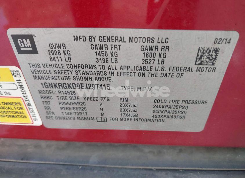 Thumbnail 16 of 2014 CHEVROLET TRAVERSE 1LT