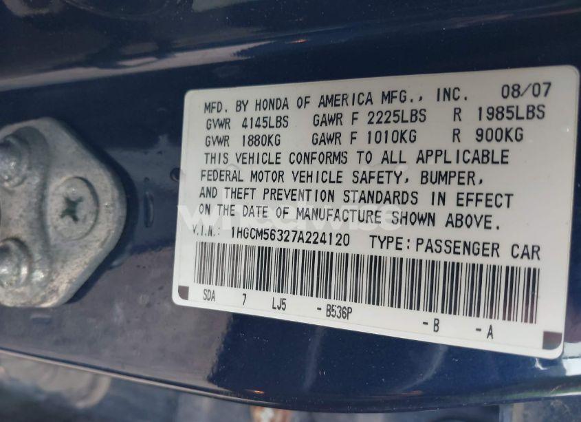 Thumbnail 12 of 2007 HONDA ACCORD 2.4 SE