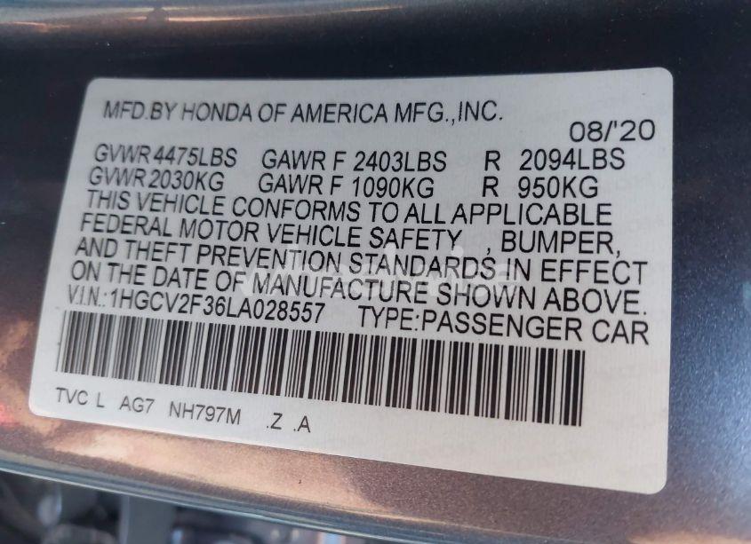 Thumbnail 19 of 2020 HONDA ACCORD SPORT 2.0T