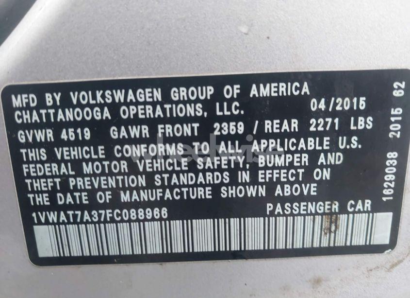 Thumbnail 17 of 2015 VOLKSWAGEN PASSAT 1.8T LIMITED EDITION