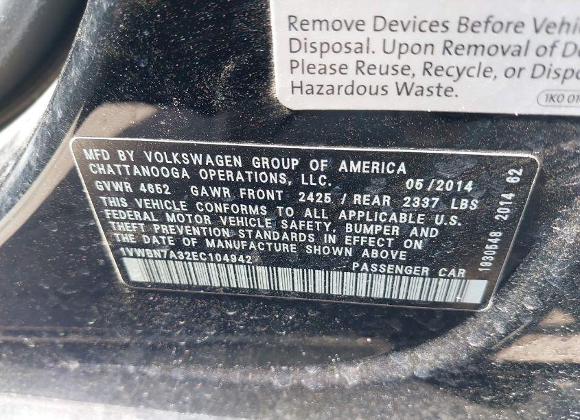 Thumbnail 12 of 2014 VOLKSWAGEN PASSAT 2.0L TDI SE