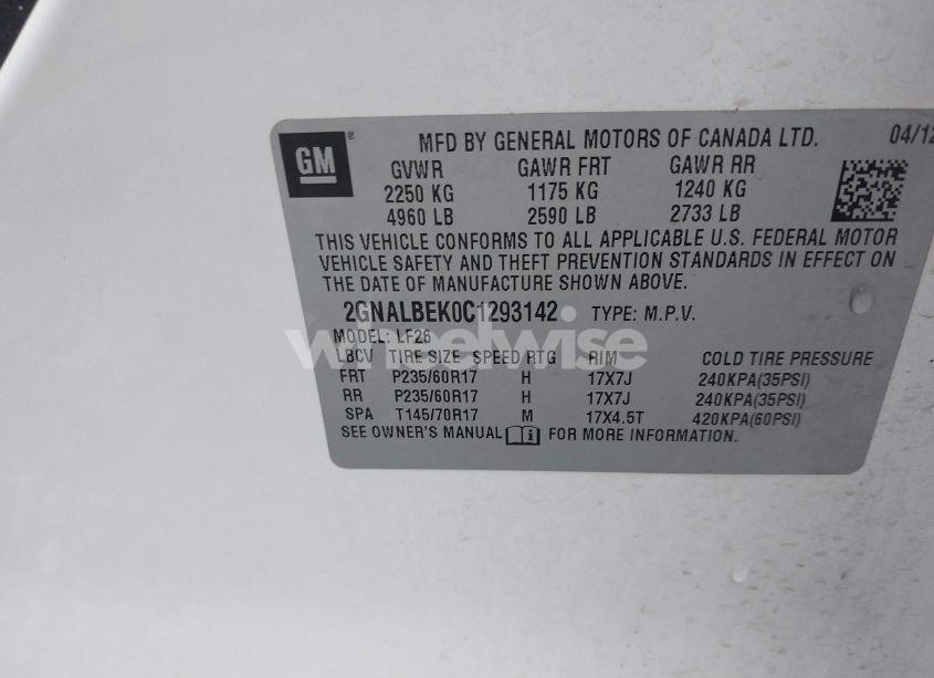 Thumbnail 16 of 2012 CHEVROLET EQUINOX LS