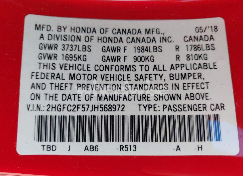Thumbnail 16 of 2018 HONDA CIVIC LX