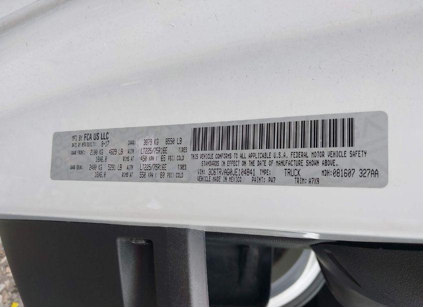 Thumbnail 17 of 2018 RAM PROMASTER 1500 LOW ROOF 136 WB