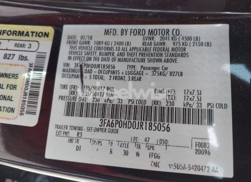 Thumbnail 17 of 2018 FORD FUSION SE