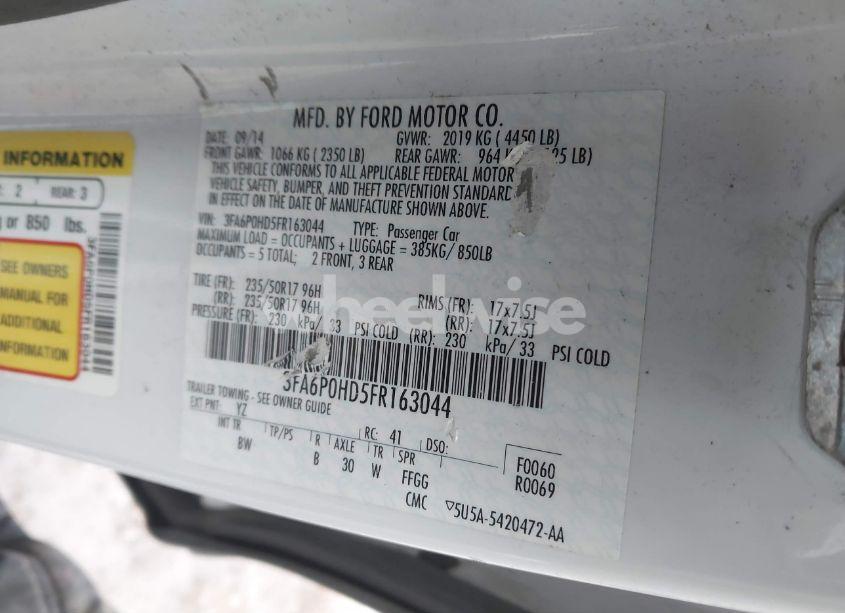 Thumbnail 11 of 2015 FORD FUSION SE