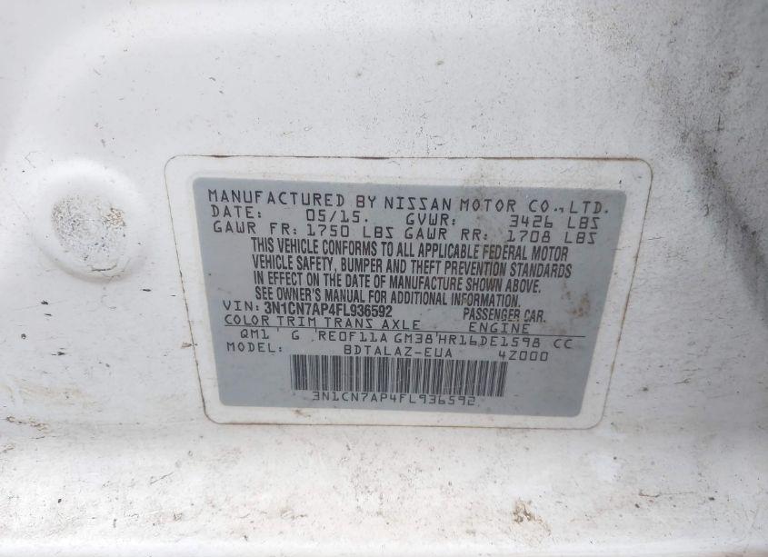 Thumbnail 13 of 2015 NISSAN VERSA 1.6 S+