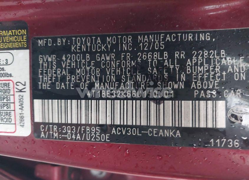 Thumbnail 16 of 2006 TOYOTA CAMRY LE