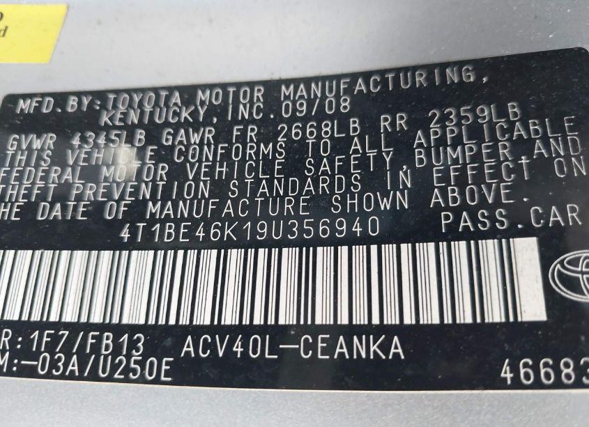 Thumbnail 12 of None 2009 TOYOTA CAMRY LE