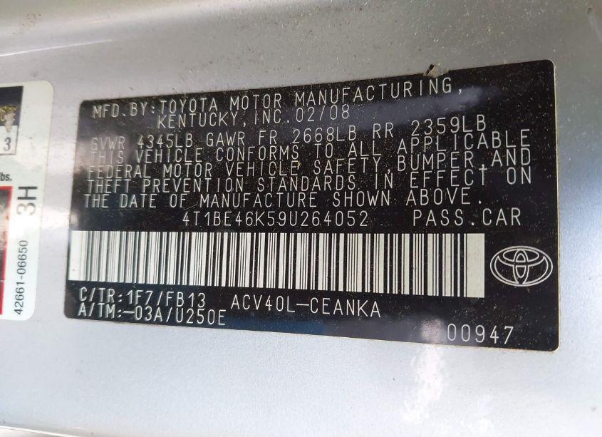Thumbnail 11 of 2009 TOYOTA CAMRY LE