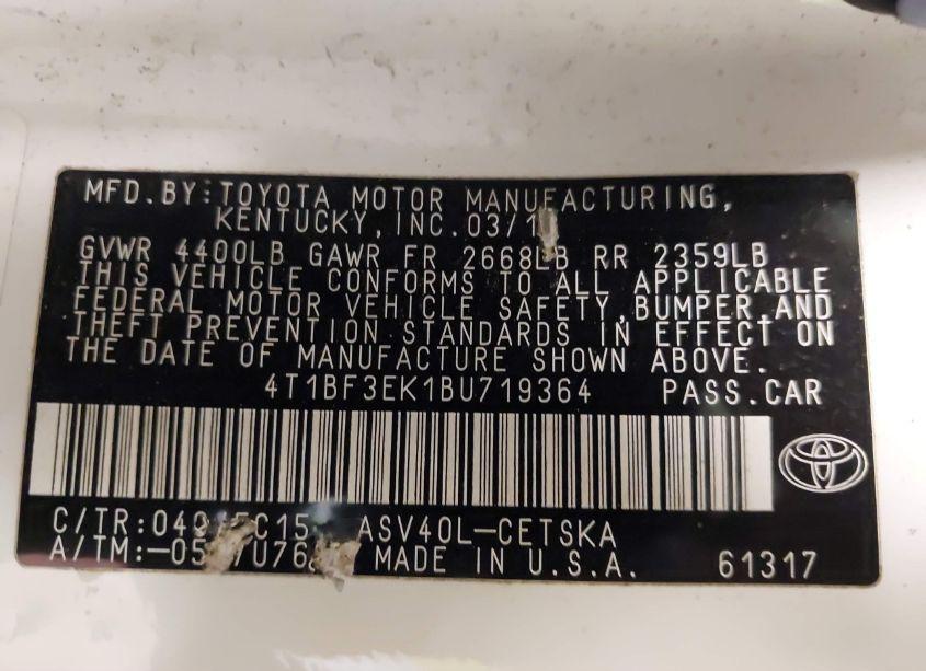 Thumbnail 16 of 2011 TOYOTA CAMRY SE