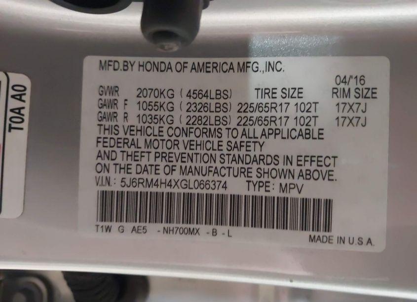 Thumbnail 16 of 2016 HONDA CR-V SE