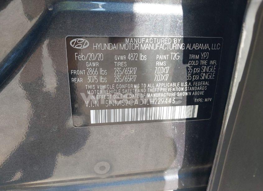 Thumbnail 21 of 2020 HYUNDAI SANTA FE SE