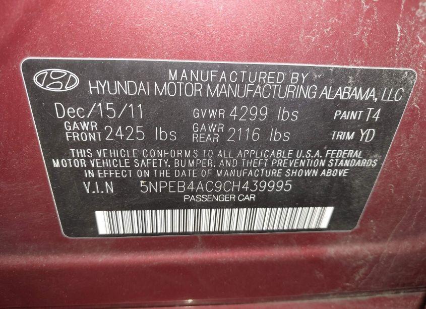 Thumbnail 12 of 2012 HYUNDAI SONATA GLS