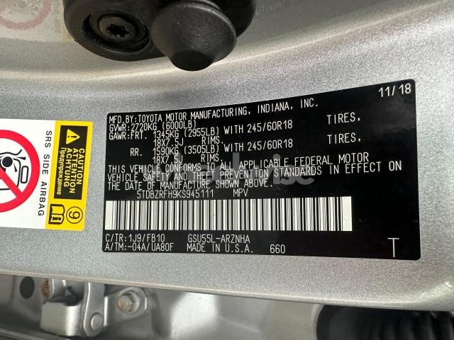 2019 TOYOTA HIGHLANDER LE