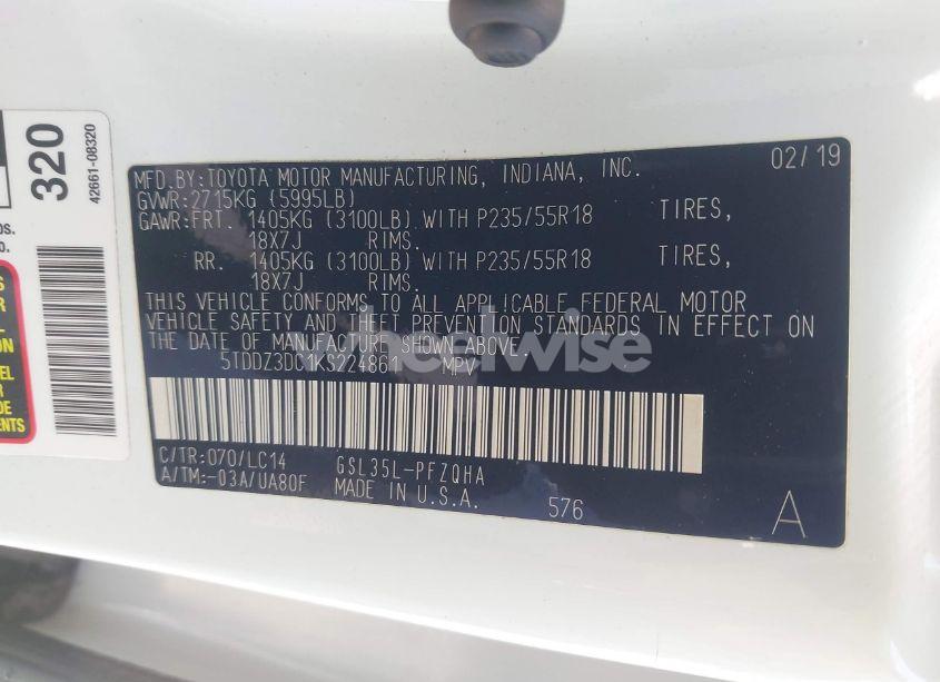 Thumbnail 17 of 2019 TOYOTA SIENNA XLE 7 PASSENGER