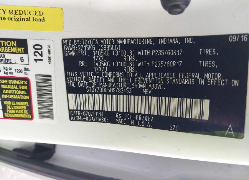 Thumbnail 16 of 2017 TOYOTA SIENNA XLE 8 PASSENGER