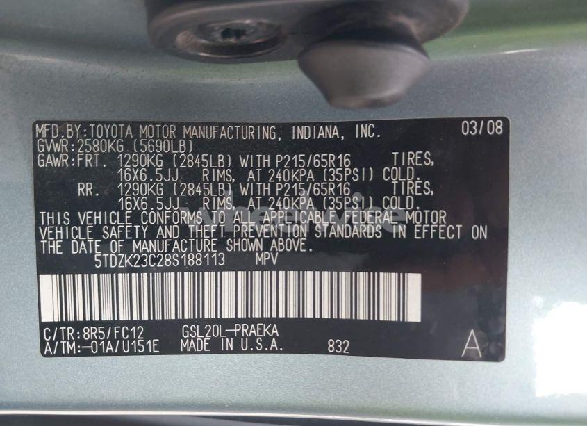 Thumbnail 16 of 2008 TOYOTA SIENNA LE