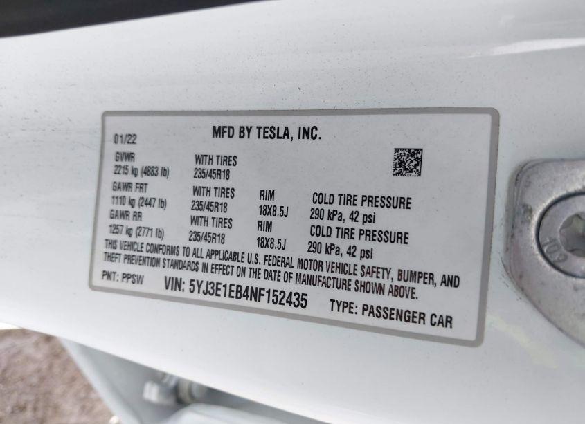 Thumbnail 18 of 2022 TESLA MODEL 3 LONG RANGE DUAL MOTOR ALL-WHEEL DRIVE