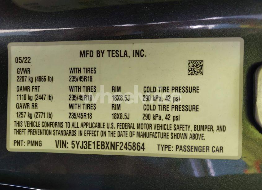 Thumbnail 20 of 2022 TESLA MODEL 3 LONG RANGE DUAL MOTOR ALL-WHEEL DRIVE