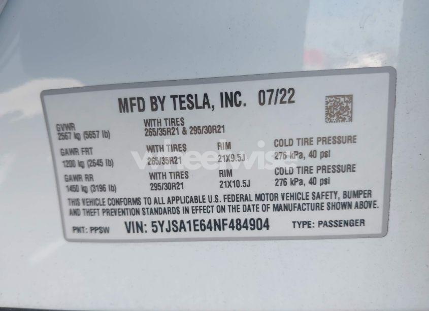 Thumbnail 21 of 2022 TESLA MODEL S PLAID TRI MOTOR ALL-WHEEL DRIVE
