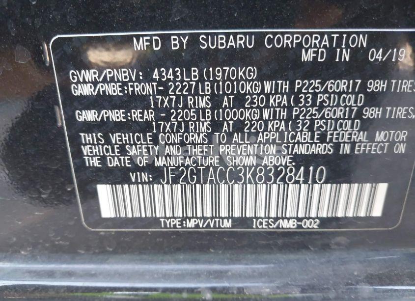 Thumbnail 18 of 2019 SUBARU CROSSTREK 2.0I PREMIUM