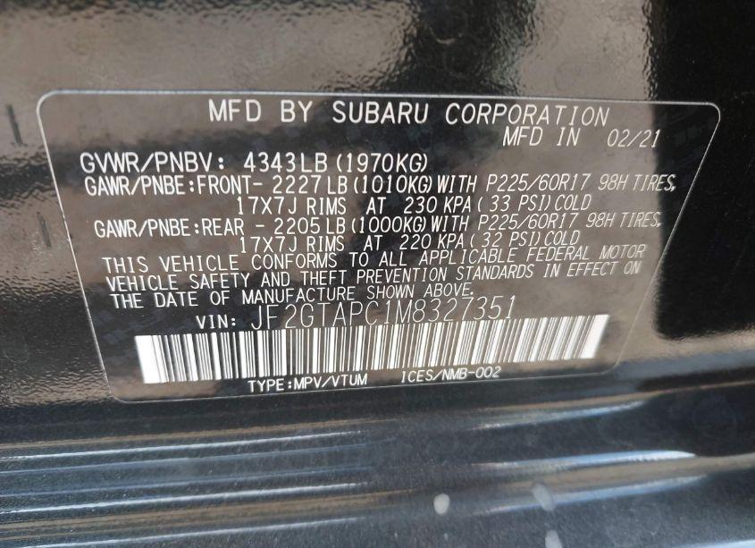 Thumbnail 18 of 2021 SUBARU CROSSTREK PREMIUM