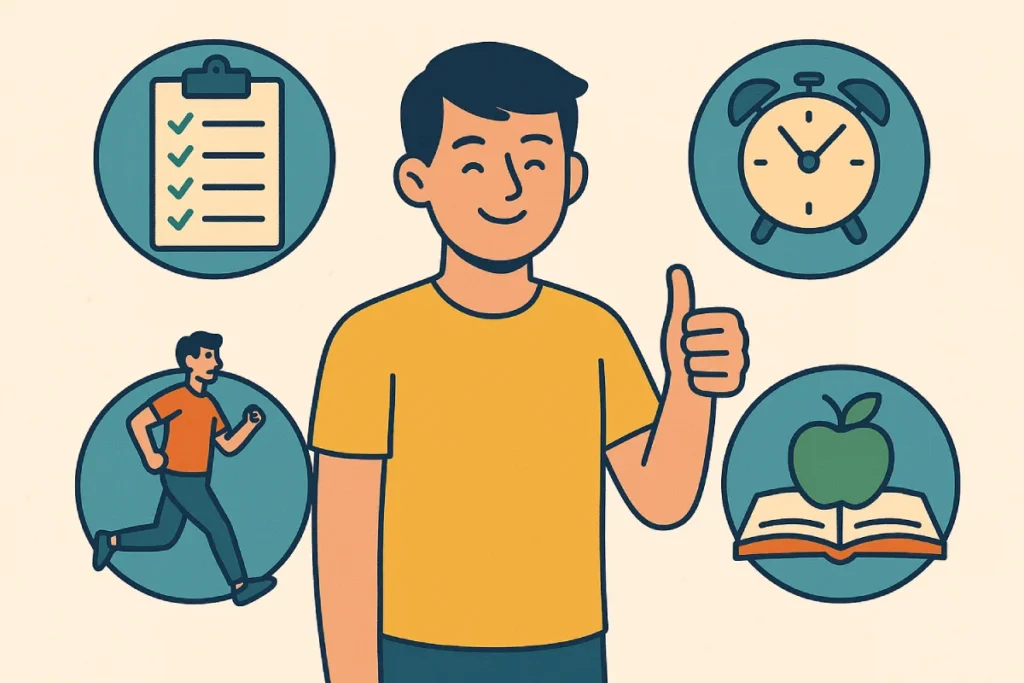 kebiasaan baik mencerminkan gaya hidup seimbang dan produktif.