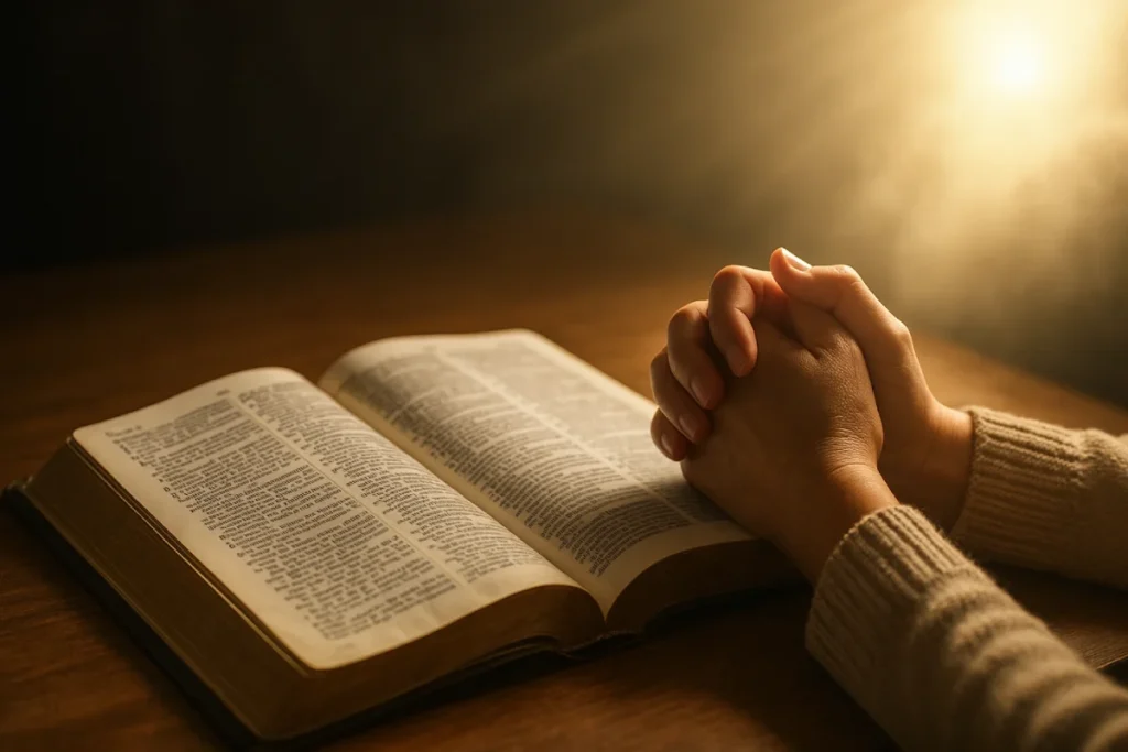 Ilustrasi konseptual renungan harian tentang kebaikan Tuhan melalui simbol alam, cahaya, dan hati yang terbuka menerima kasih sayang Ilahi.